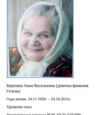 Березина Анна Васильевна